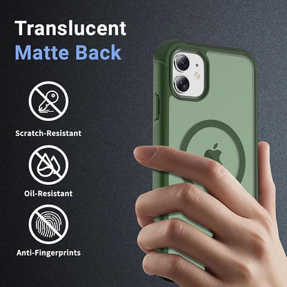 jaroco Magnetic for iPhone 11 Case, [Compatible with MagSafe][Military Grade Drop Protection][Heavy Duty Protection][Non-Slip][Shockproof] 2-Layer Durable Bumper Phone Case 6.1''-Army Green
