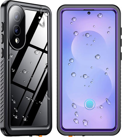 SPIDERCASE for Samsung Galaxy S25 Edge Case Waterproof, Built-in Screen&Camera Lens Protector, [IP68 Underwater][12FT Military Grade Shockproof] Phone Case, Purple/Clear