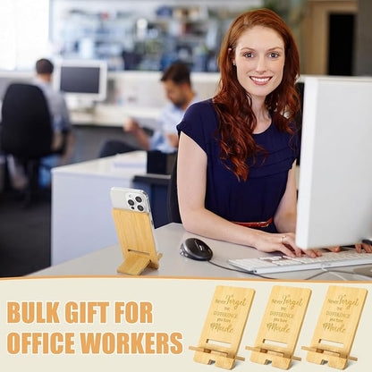 Ripeng 60 Pcs Employee Appreciation Gifts Bulk Bamboo Phone Stand for Desk Office Worker Thank You Gift for Administrative Team Coworkers Staff Graduation Nurse Teacher Week (Difference Made)