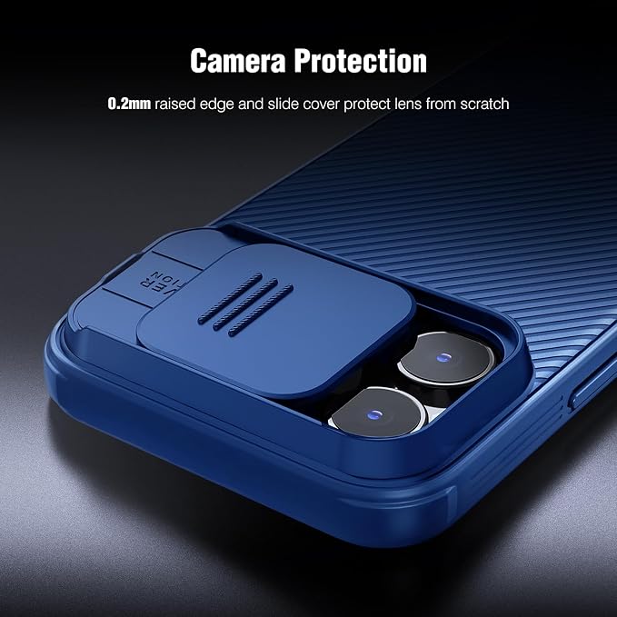 Nillkin for iPhone 16 Pro Case with Slide Camera Cover, [Full Camera Protection][Anti-Scratch] Military-Grade Protection, Anti-Fingerprint, Slim Phone Case for iPhone 16 Pro 6.3'' Blue