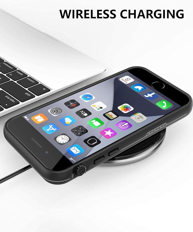 for iPhone 8/7/SE 2020 Waterproof Case with Screen Protector, Life Shockproof Snowproof Phone Case for iPhone 8/7/SE 2020 4.7" (Black)