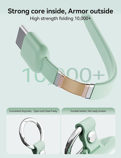 Portable Charger Power Bank, 10000mAh Fast Charging Power Bank with Built-in Cables, Travel Keychain Battery Pack with LED Display for iPhone Samsung Android iPad iWatch Charger 11/10/9/8/Ultra,Green