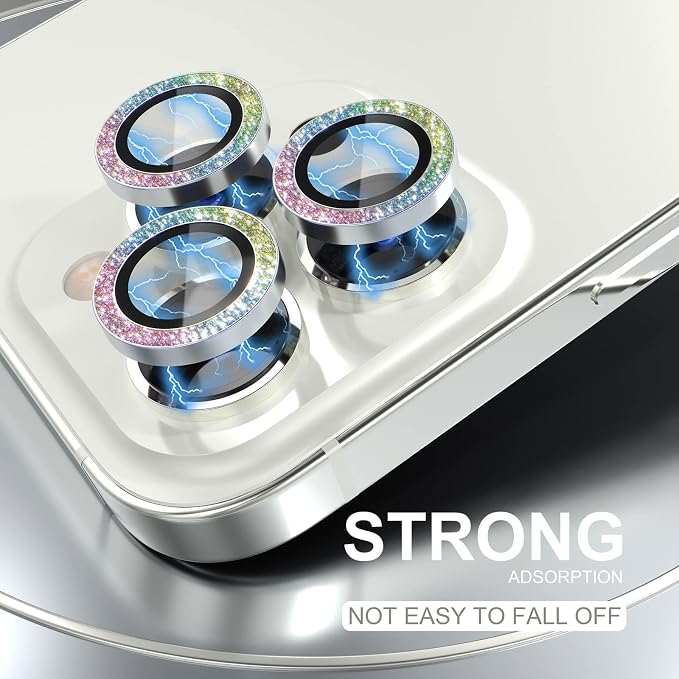 Choiche Compatible for iPhone 14 Pro/iPhone 14 Pro Max Camera Lens Protector Bling, 9H Tempered Glass Camera Cover Screen Protector Metal Ring Decoration Accessories (Glitter-Colorful)