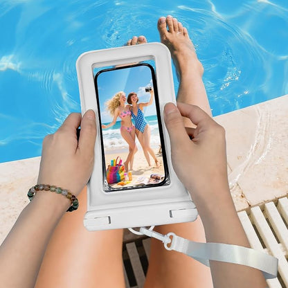 IPX8 Floating Waterproof Phone Pouch 2-Pack ,7.2 Inch Waterproof Dry Bag16/15/14 Pro Max Galaxy S24/S23 Adjustable Lanyard + wrist strap Beach Swimming Travel Essentials Black white