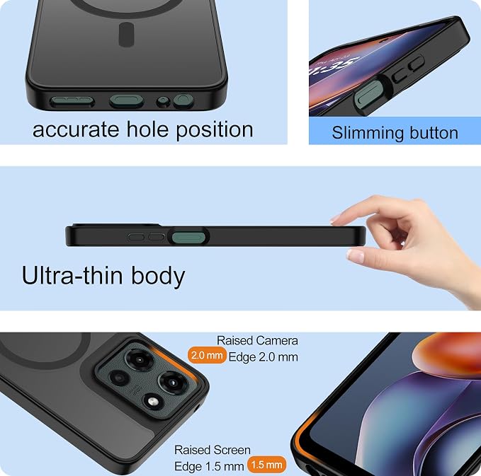 For Motorola Moto G 2025/2026 Case & Moto G PIay 2026 Case,Translucent Matte Compatible with Magsafe [Military-Grade Protection] with Screen Protector Shockproof for G 5G 2025/2026 & G PIay 2026-Black