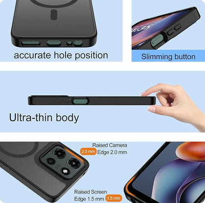 For Motorola Moto G 2025/2026 Case & Moto G PIay 2026 Case,Translucent Matte Compatible with Magsafe [Military-Grade Protection] with Screen Protector Shockproof for G 5G 2025/2026 & G PIay 2026-Black