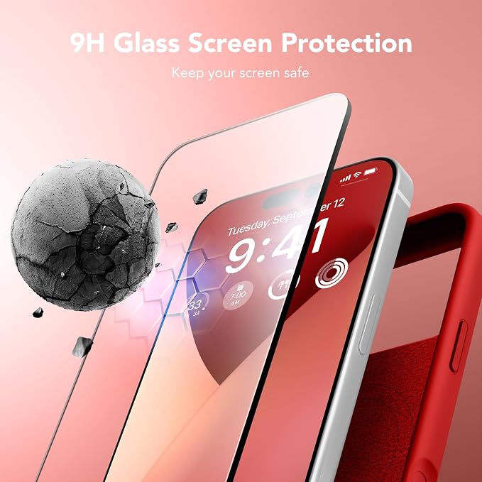 GONEZ Magnetic for iPhone 17 Pro Max Case, Compatible with MagSafe, [Screen Protector + Camera Lens Protector], Liquid Silicone Anti-Scratch Shockproof Protective Phone Case 6.9 inch, Red