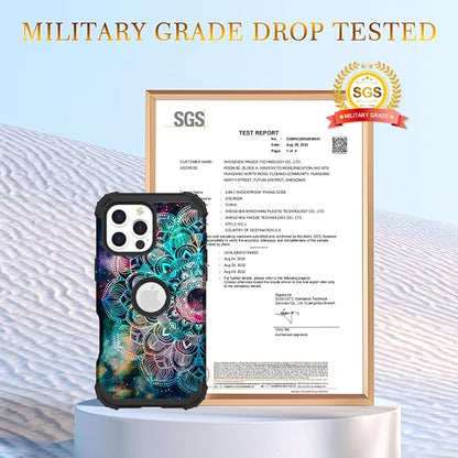 Hocase for iPhone 16 Pro Case 6.3", Heavy Duty Shockproof Protection Soft Silicone Rubber+Hard Plastic Bumpers Hybrid Protective Case for iPhone 16 Pro 2024 - Mandala in Galaxy