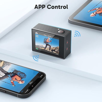 AKASO EK7000 4K30FPS 20MP WiFi Action Camera with EIS Ultra HD 131FT Waterproof Underwater Camera Remote Control 4X Zoom Support External Microphone Blue