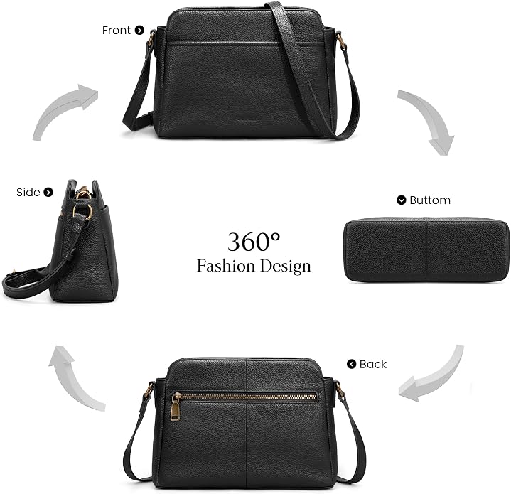 befen Anti-theft Crossbody Bag for Women Genuine Leather, Small Cross Body Shoulder Handbags with RFID Card Slots