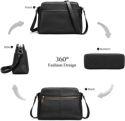 befen Anti-theft Crossbody Bag for Women Genuine Leather, Small Cross Body Shoulder Handbags with RFID Card Slots