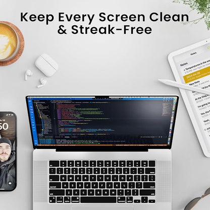 EVEO® Screen Cleaner Spray (Streak-Free) TV Screen Cleaner for Smart TV, LCD, LED, OLED | Computer Screen Cleaner Spray and Wipe Microfiber Cloth for TV, Monitor, Laptop, iPad, Tesla & More - 1 Pack