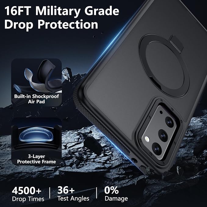 for Samsung Galaxy S20 FE Case, Magnetic Adjustable Ring Stand [Fit for Magsafe], [Military-Grade Shockproof Protection] Phone Case with Kickstand&Ring Holder (Black)