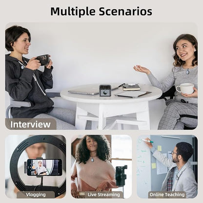 Wireless Lavalier Microphone for iPhone 15/16/Android, Mini Clip On Mic with Charging Case, 7H Battery, Noise Canceling Lapel Microphone for Video Recording Vlogging, YouTube