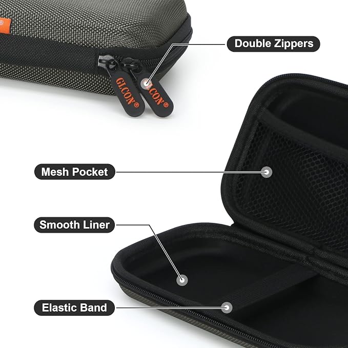 Dustproof Carrying Case Electronic Accessories Cable Organizer - Portable Small Travel Charger Case Power Bank Phone Pouch - Double Zippers Wallet Hard EVA Storage Carry Bag - Silver Grey