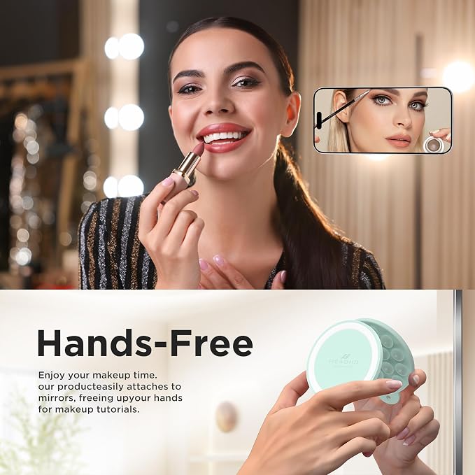 Magnetic Suction Cup Phone Mount, Compatible with MagSafe, Silicone Octo Cup Buddy Sticky Grip Holder for iPhone and Android, Removable Hands-Free Selfie/Video for TikTok, Mint Green
