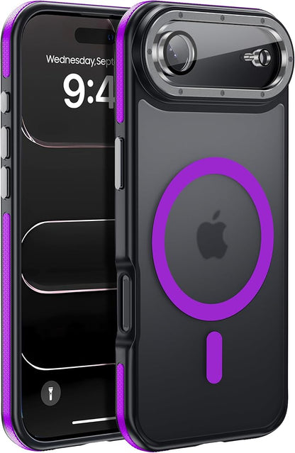 Magnetic for iPhone Air case, with Camera Lens Protector [10Ft Military-Grade Protection] Compatible with fit MagSafe Slim case for iPhone 17 Air 6.5 inch, Purple Bumper