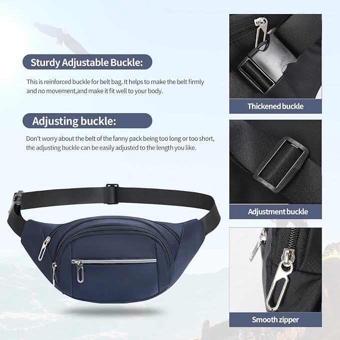 DAITET Crossbody Fanny Pack for Men&Women,Large Waist Bag & Hip Bum Bag with Adjustable Strap for Outdoors Workout Traveling Casual Running Hiking Cycling