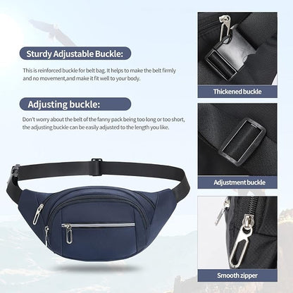 DAITET Crossbody Fanny Pack for Men&Women,Large Waist Bag & Hip Bum Bag with Adjustable Strap for Outdoors Workout Traveling Casual Running Hiking Cycling