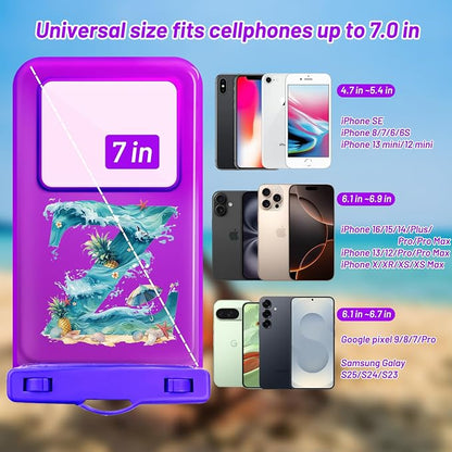 Personalized Initial Waterproof Phone Pouch Case - IPX8 Cellphone Dry Bag with Lanyard for iPhone 16/15/14/13/12 Pro Max (6.1–6.9"), Beach & Cruise Ship Essentials with Monogrammed Design (Purple, Z)