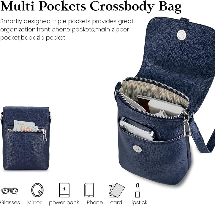 befen Genuine Leather Small Crossbody Bags for Women, Womens Cell Phone Purses Cross body Bag Purse with RFID Card Slots