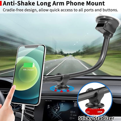 APPS2Car Magnetic Phone Holder for Car, Anti-Shake Windshield Phone Mount for Truck [Flexible Long Arm], Gooseneck Cell Phone Car Mount [6 Strong Magnets] Fit for iPhone & Android Smartphones