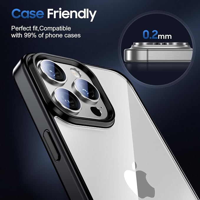 UniqueMe for 3 Pack iPhone 15 Pro/iPhone 15 Pro Max Camera Lens Protector, [Drop Protection] [Case Friendly] Camera Cover Screen [Update New Version] - All-Silver
