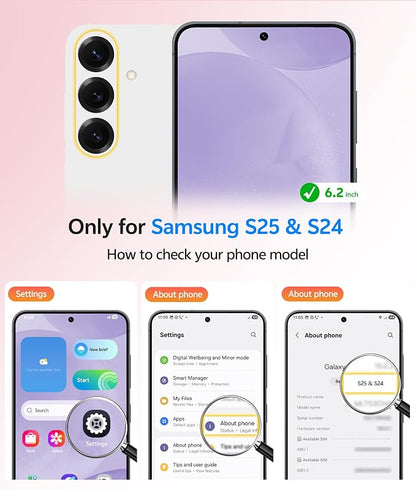 FNTCASE for Samsung Galaxy S25/S24 Case, Fit for Magsafe, Screen Protector | Translucent Matte Magnetic Back, 14FT Military Grade Drop Protection, Shockproof Protective Phone Cover, Light Purple