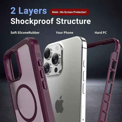 jaroco Magnetic for iPhone 16 Pro Max Case, [Compatible with MagSafe][Military Grade Drop Protection][Heavy Duty Protection][Non-Slip][Shockproof] 2-Layer Durable Bumper Phone Case 6.9''-Wine Red