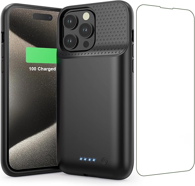 Feob Battery Case for iPhone 15 Pro Max, [2026 Upgraded] 8600mAh Slim Portable Smart Charging Case Rechargeable Protective Extended Charging Cover for iPhone 15 Pro Max Battery Pack (6.7 Inch)-Black