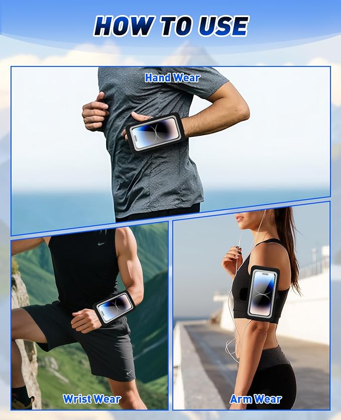 Running Cell Phone Holder, Wrist Waterproof Workout Phone Holder Up to 7.0'', Wristband Forearm Armbands with Adjustable Strap for Women