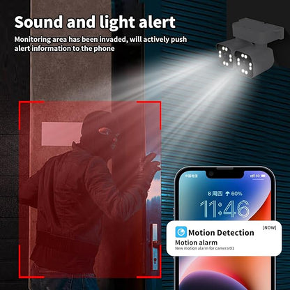 Dual Lens Outdoor Cameras 2.5K/5MP House Cameras Wired Plug-in | Wireless WiFi Camera with Audio and Video,PTZ,Auto Tracking,7/24 Recording,Color Night Vision,Cloud & SD Card Storage.