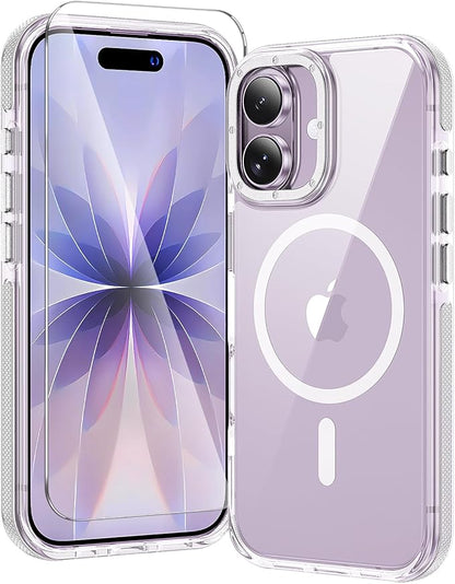 3 in 1 for iPhone 17 Case Clear Bumper,Fits MagSafe, Yellowing-Resistant Acrylic Back, Shockproof Guard Corners, Military-Grade Protection for Phone Cover 6.3 inch