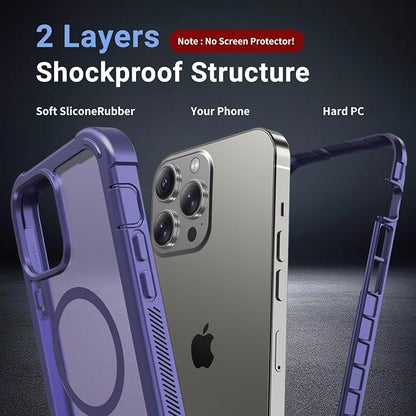 jaroco Magnetic for iPhone 14 Pro Max Case, [Compatible with MagSafe][Military Grade Drop Protection][Heavy Duty Protection][Non-Slip][Shockproof] 2-Layer Durable Bumper Phone Case 6.7''-Dark Purple