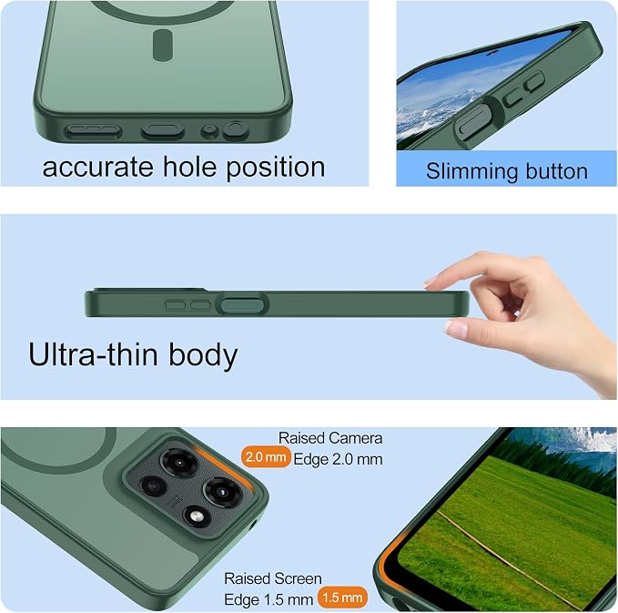 Compatible for Motorola Moto G 2025/2026 Case & Moto G PIay 2026 Case: [Mag-Safe Fit] with Screen Protector,Matte Translucent Soft-Touch Skin & Full Body for Moto G 5g 2025/2026 & G PIay 2026,Green