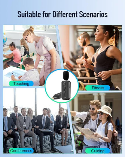 SHIDU Wireless Microphone Headset 2.4G Wireless lavalier Mics System with 3.5MM Plug for Voice Amplifier, Speakers, PA System Teacher, Tour Guides, Fitness Instructor