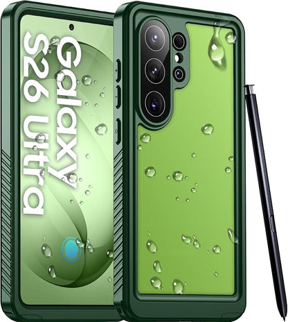 Temdan Designed for Samsung Galaxy S26 Ultra Case Waterproof, Built-in Lens & Screen Protector Military Grade Shockproof Dropproof IP68 Underwater Full Body Phone Case for Galaxy S26 Ultra 6.9"-Green