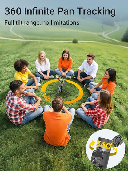 AOCHUAN AI Face Tracker Gimbal Stabilizer for iPhone w/Magnetic Remote, 360° Pan Rotation 3-Axis Gimbal for iPhone, Stabilizer w/Light, Built-in Extension Rod & One-Touch Open Tripod, Volg, Sport