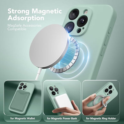 Magnetic for iPhone 13 Pro Case, Compatible with MagSafe, [Full Camera Protection][Screen Protector] Silicone Shockproof Protective Phone Case for iPhone 13 Pro 6.1", Mint
