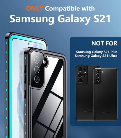Temdan for Samsung Galaxy S21 Case Waterproof with Built-in Screen Protector 360 Full Body Underwater Case Shockproof Dustproof for Samsung S21 Phone Case Heavy Duty Protective 5G 6.2 Inch Teal