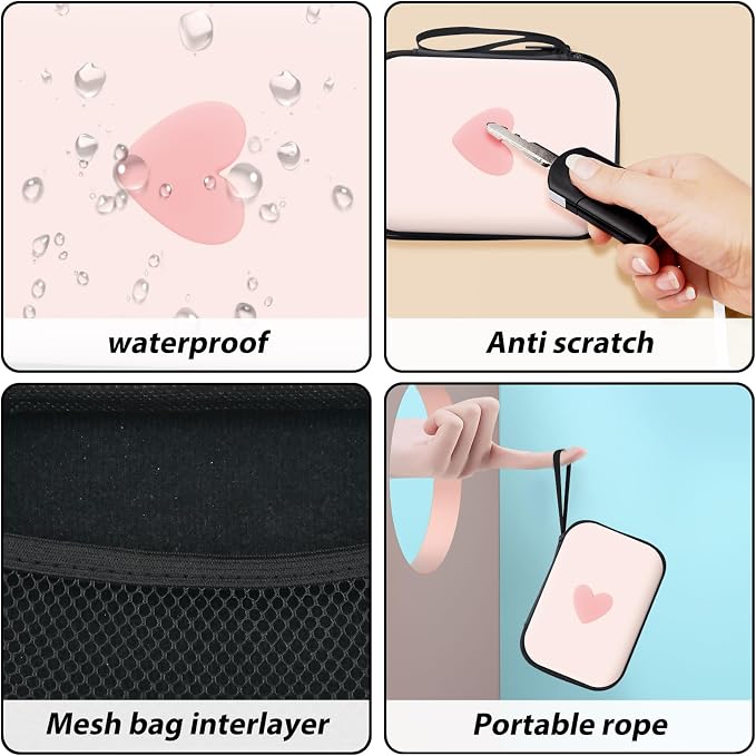 CameCosy DIY Phone Charger Case Storage Sets Earphone Wire Saver Cable Protector with Travel Storage Bag, Soft Cute Cable Charger Protector Cord Organizer for iPhone (Pink Love Heart)