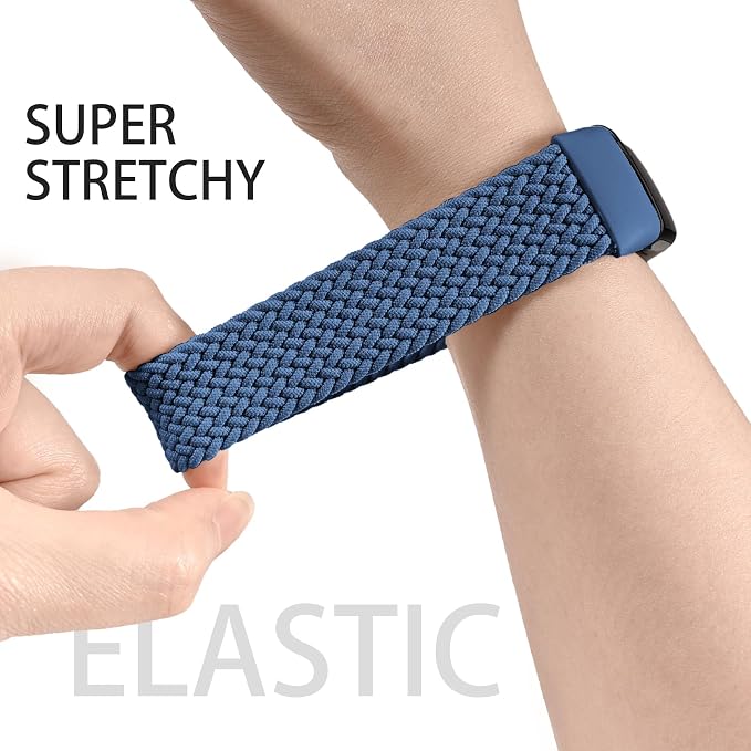 Braided Solo Loop Bands Compatible with Fitbit Charge 6/Charge 5, 3 Pack Adjustable Stretchy Wristbands Soft Woven Nylon Replacement for Fitbit Charge 5/Charge 6 Tracker Smart Watch for Women Men