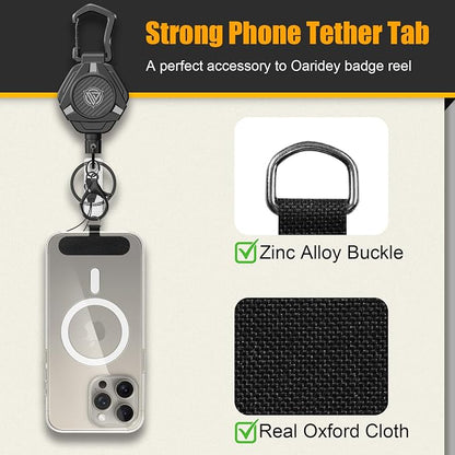 Oaridey Magnetic Retractable Keychain, Heavy Duty Carabiner Badge Holder with Phone Tether Tabs, Tactical ID Badge Reel with 31.8'' Coated Steel Cord and Lobster Clasp, Bearing 10.0 oz - 4 Pack