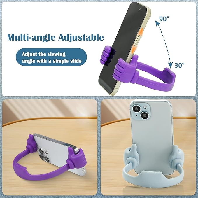 Honsky Cell Phone Tablet Stands (Pack of 5) Thumbs-up Cellphone Holder, Tablet Display Stand, Mobile Smartphone Mount Cradle for Desk Desktop - Universal, Multi-Angle, Cute, Green