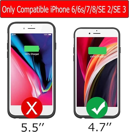 Battery Case for iPhone 6/6s/7/8/SE 2/3nd Gen,10000mAh Portable Charger Case Rechargeable Battery Pack Charging Case Compatible with iPhone SE 2020(2nd Generation)/8/7/6s/6/SE 3nd Gen (4.7 inch)-Black