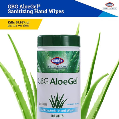 Clorox Healthcare GBG AloeGel Hand Sanitizer Wipes - Bleach-Free Hand Sanitizing Wipes for Hands in Bulk Canister - Disinfecting Sanitizer Solution for School Supplies & Office Use, 100 Count