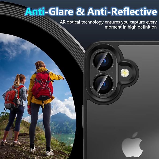 AFARER 1Set Camera Lens Protector for iPhone 17/16/16Plus,Ultra-tough HD Tempered Glass,[Does not Affect Night Shots] Drop Protection Individual Metal Ring Protectors-Sliver