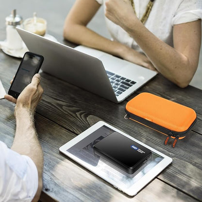 Orange Shockproof Hard EVA Carrying Case Travel Pouch for External Hard Drive, Power Bank, Cell Phone, Cable, Cord - Portable Small Electronic Accessories Organizer Storage Zipper Pouch