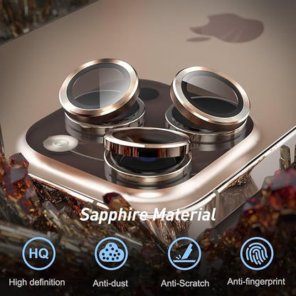 Jeluse Camera Lens Protector for iPhone 17 Pro Max/17 Pro/16 Pro Max/16 Pro/15 Pro Max/15 Pro/14 Pro Max/14 Pro, 9H Tempered Glass Screen Protector Cover Alignment Kit Metal Individual Ring
