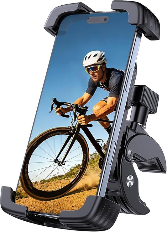 Bike Phone Holder Mount, Motorcycle Phone Mount, 360° Adjustable Phone Holde Mount for Bike and Motorcycle, Shockproof & Anti-Shake Design, Fits 4.7–7” Smartphones (Black)